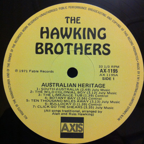 The Hawking Brothers : Australian Heritage (LP, Album, RE)