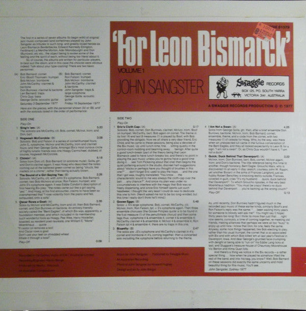 John Sangster : For Leon Bismarck Volume 1 (LP, Album)