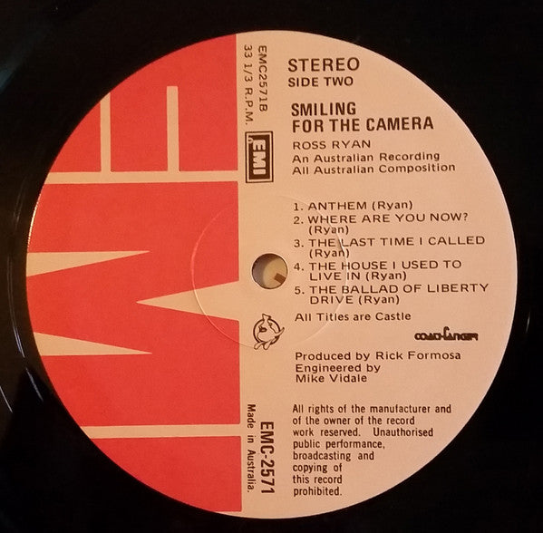 Ross Ryan : Smiling For The Camera (LP, Album, Emb)