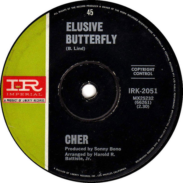 Cher : You Better Sit Down Kids / Elusive Butterfly (7", Single)