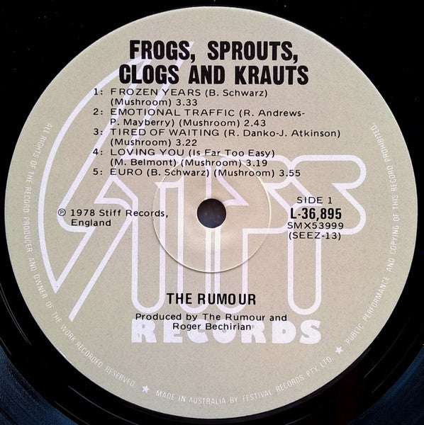 The Rumour : Frogs Sprouts Clogs And Krauts (LP, Album)