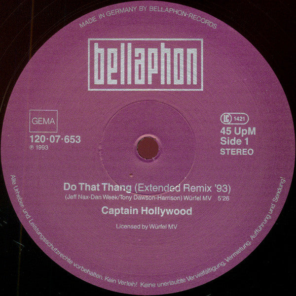 Captain Hollywood : Do That Thang (Remix '93) (12", Maxi)