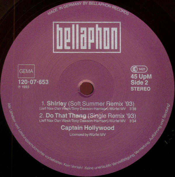 Captain Hollywood : Do That Thang (Remix '93) (12", Maxi)