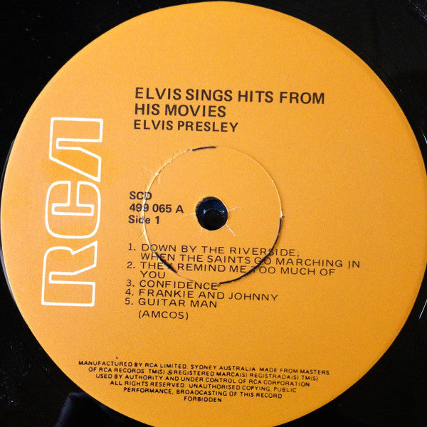 Elvis Presley : Elvis Sings Hits From His Movies (LP, Comp, RE, Ora)