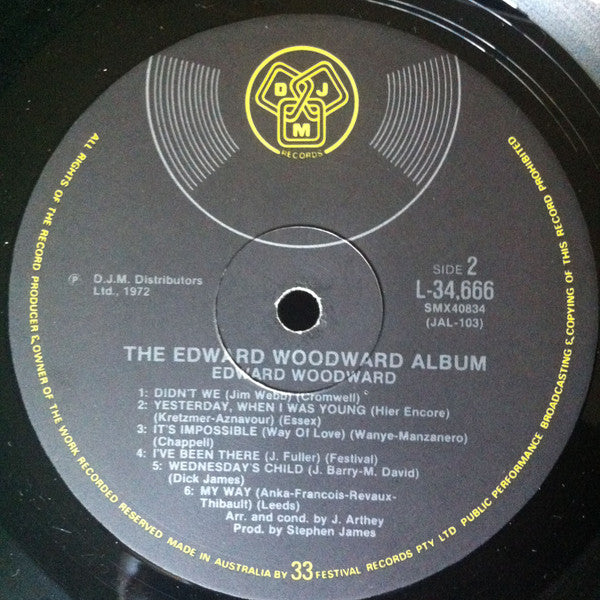 Edward Woodward : The Edward Woodward Album (LP, Album, Gat)