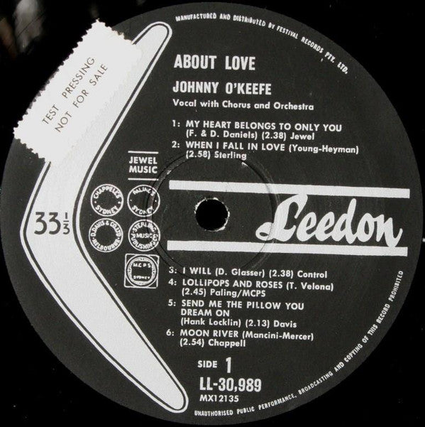 Johnny O'Keefe : About Love ... (LP, Album, Mono)