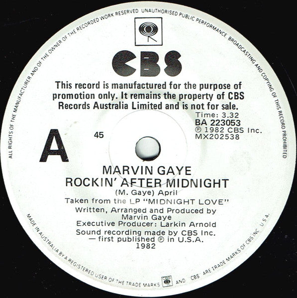 Marvin Gaye : Rockin' After Midnight (7", Single, Promo)
