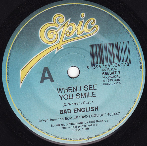 Bad English : When I See You Smile (7&quot;)