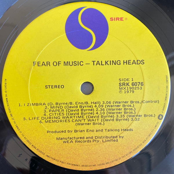 Talking Heads : Fear Of Music (LP, Album)