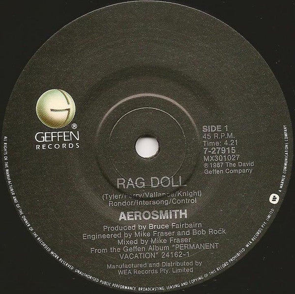 Aerosmith : Rag Doll (7", Single)