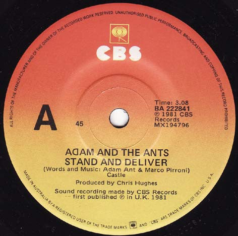 Adam And The Ants : Stand & Deliver! (7")