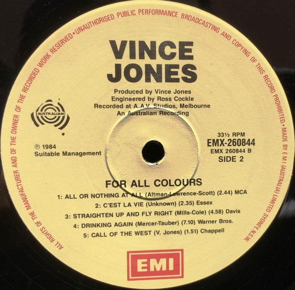 Vince Jones : For All Colours (LP, Album)