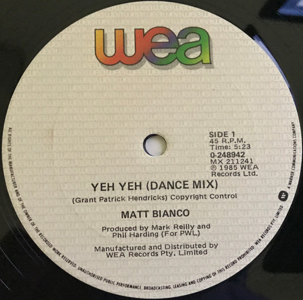 Matt Bianco : Yeh Yeh (12", Single)