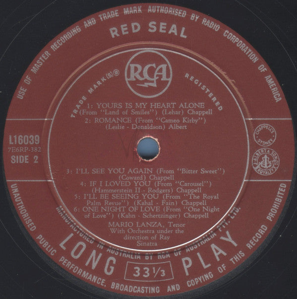 Mario Lanza : The Student Prince (LP, Album, RE)