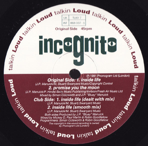 Incognito : Inside Life (12")