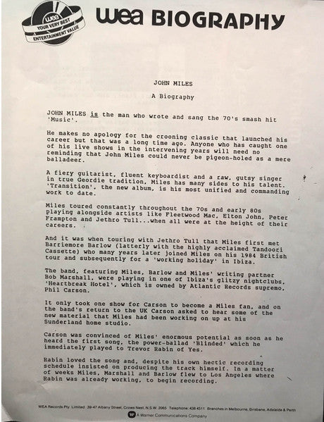 John Miles Band : Transition (LP, Album)