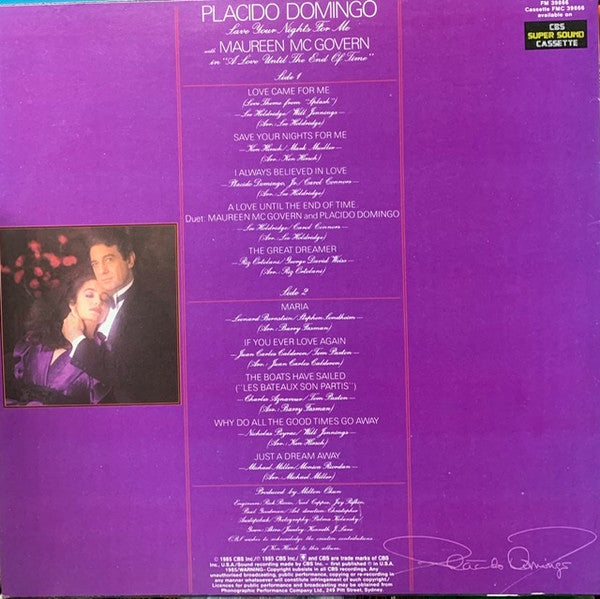 Placido Domingo : Save Your Nights For Me (LP, Album)