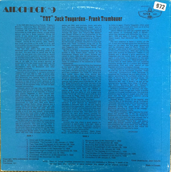 Jack Teagarden - Frankie Trumbauer : TNT (LP, Comp, Mono)