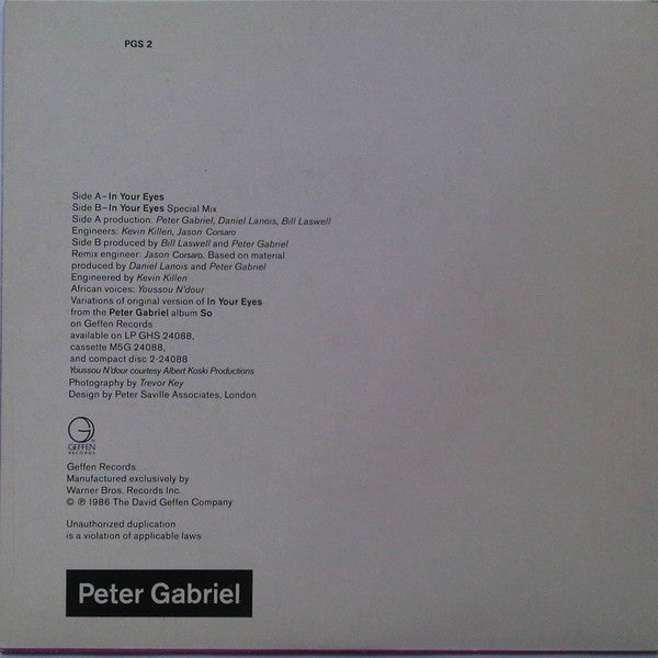 Peter Gabriel : In Your Eyes (7", Single)