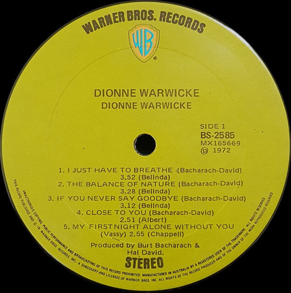 Dionne Warwicke* : Dionne (LP, Album)