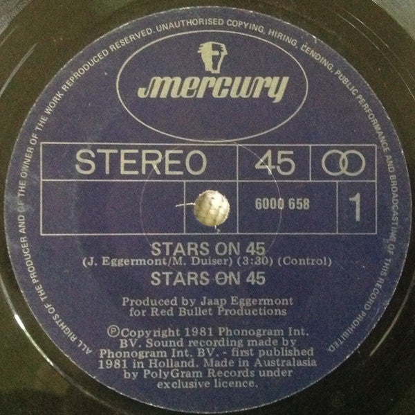Stars On 45 : Stars On 45 (7", Single, Dar)