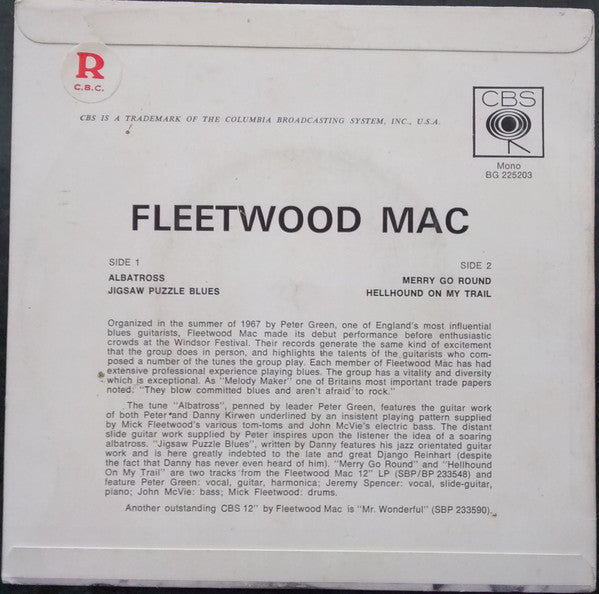 Fleetwood Mac : Albatross / Jigsaw Puzzle Blues / Merry Go Round / Hellhound On My Trail (7", EP, Mono)