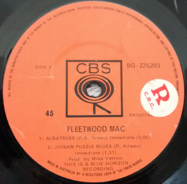 Fleetwood Mac : Albatross / Jigsaw Puzzle Blues / Merry Go Round / Hellhound On My Trail (7", EP, Mono)