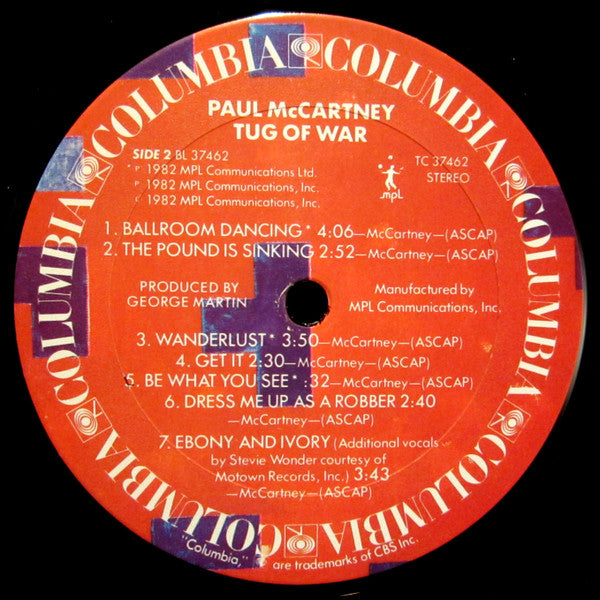Paul McCartney : Tug Of War (LP, Album, Pit)