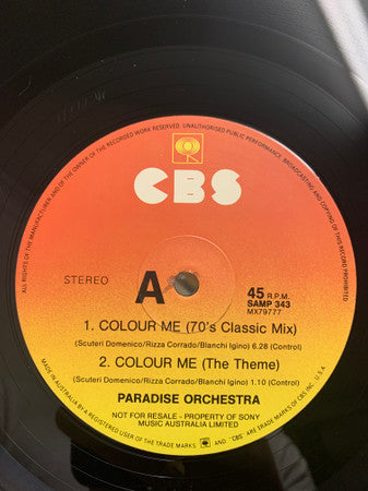 Paradise Orchestra : Colour Me (12&quot;, Promo)