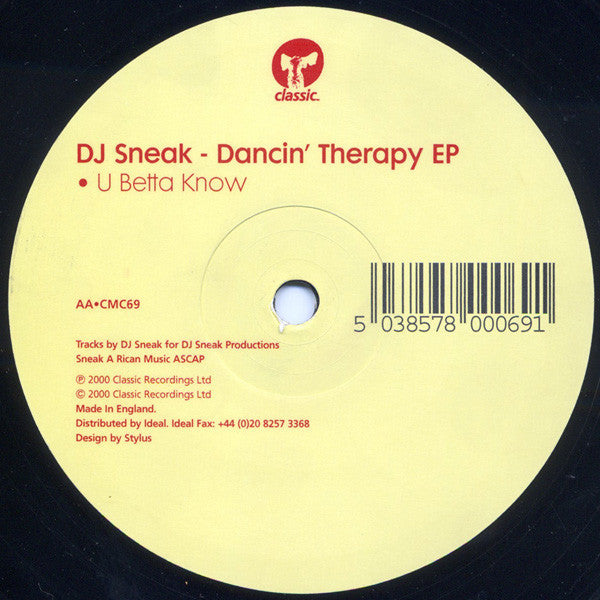 DJ Sneak : Dancin' Therapy E.P. (12", EP)