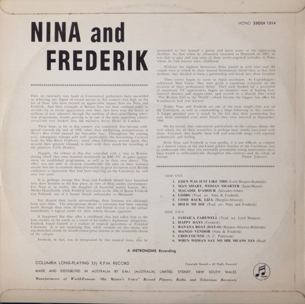 Nina & Frederik : Nina & Frederik (LP, Album, Mono, RP, Sec)