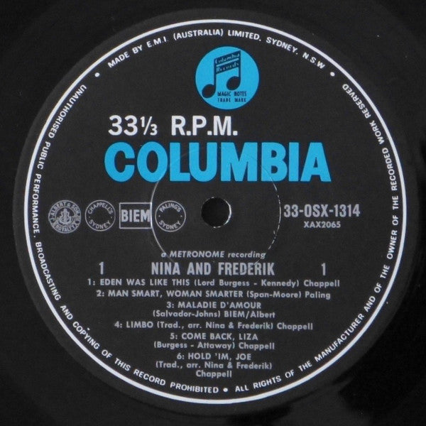 Nina & Frederik : Nina & Frederik (LP, Album, Mono, RP, Sec)