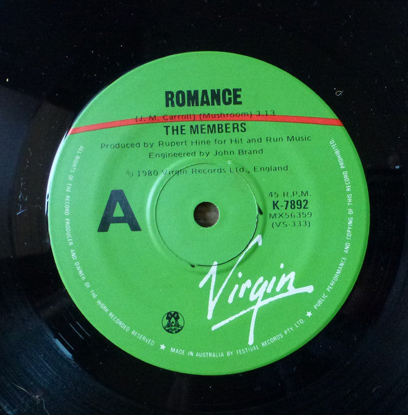 The Members : Romance (7", Single)