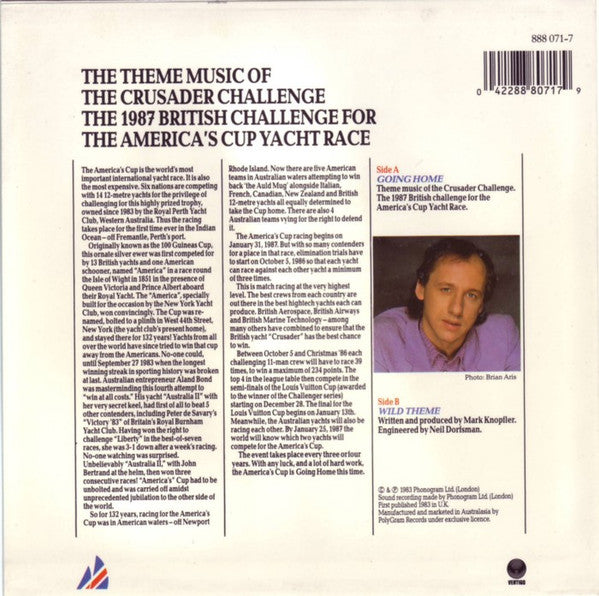 Mark Knopfler : Going Home: The Crusader Challenge Official Theme Music (7", Single)