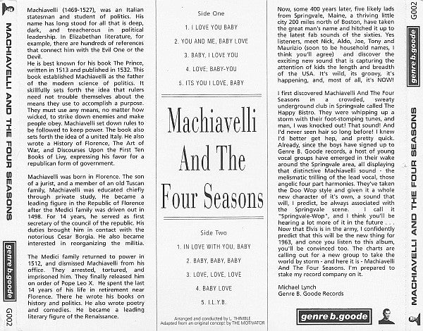 TISM : Machiavelli And The Four Seasons (CD, Album, RE, RP, Bla)