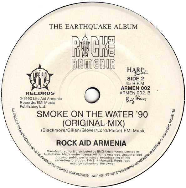 Rock Aid Armenia : Smoke On The Water '90 (7", Single, Ltd)