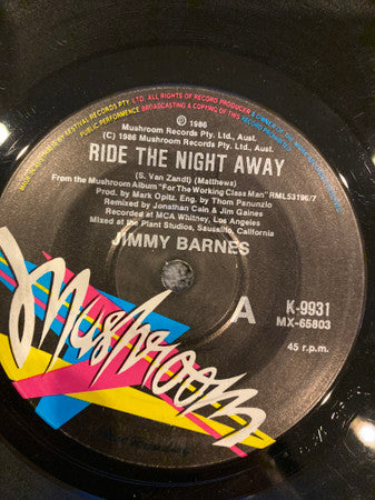 Jimmy Barnes : Ride The Night Away (7", Single)