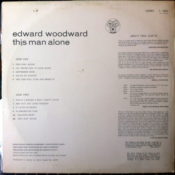 Edward Woodward : This Man Alone (LP, Album)