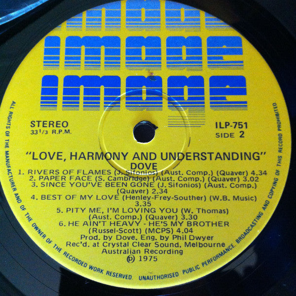 Dove (10) : Love Harmony & Understanding (LP, Album)