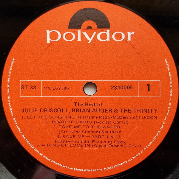 Julie Driscoll, Brian Auger & The Trinity : The Best Of Julie Driscoll, Brian Auger & The Trinity (LP, Comp)