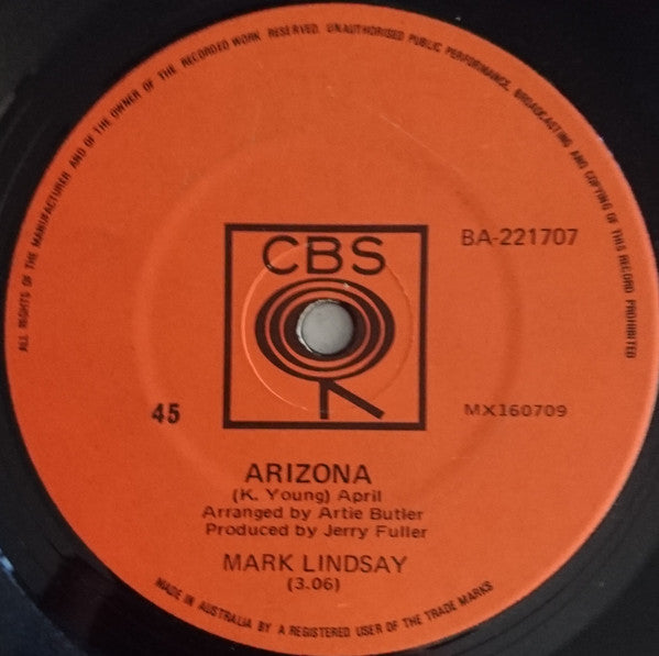 Mark Lindsay : Arizona (7", Single)