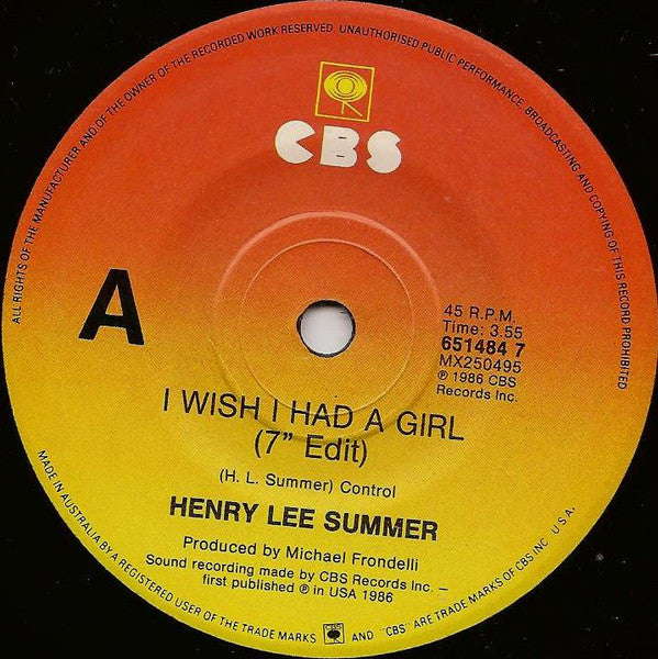 Henry Lee Summer : I Wish I Had A Girl (7", Single)