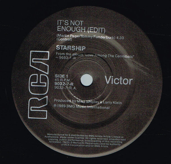 Starship (2) : It's Not Enough (7", Single)