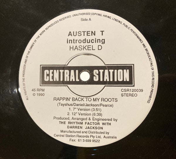 Austen Tayshus : Rappin' Back To My Roots (12")