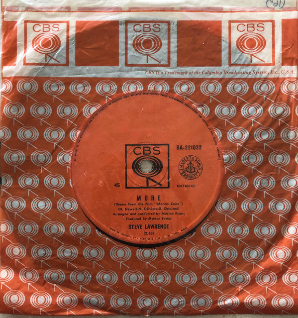 Steve Lawrence (2) : More (7", Single)