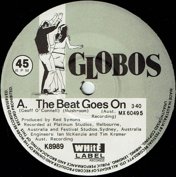 Globos : The Beat Goes On (7", Single, Ltd)