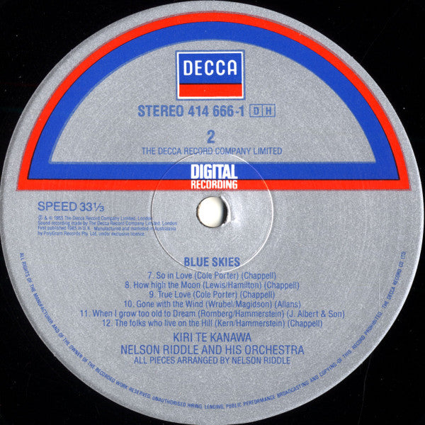 Kiri Te Kanawa - Nelson Riddle And His Orchestra : Blue Skies (LP, Album)