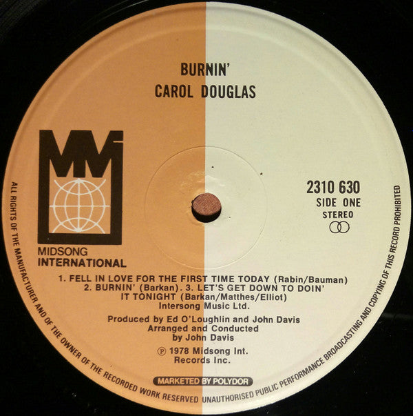 Carol Douglas : Burnin' (LP, Album)