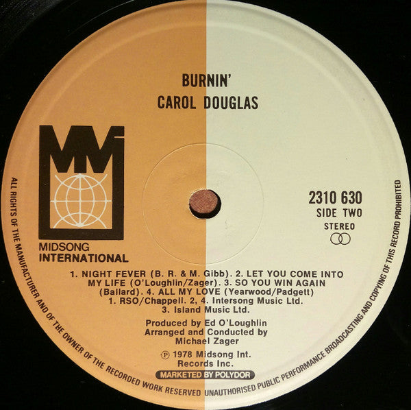 Carol Douglas : Burnin' (LP, Album)