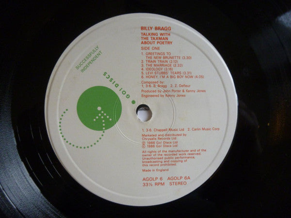 Billy Bragg : Talking With The Taxman About Poetry (LP, Album, PRS)